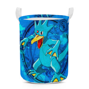 Anime Cartoon Golduck Inspired Round Laundry Basket