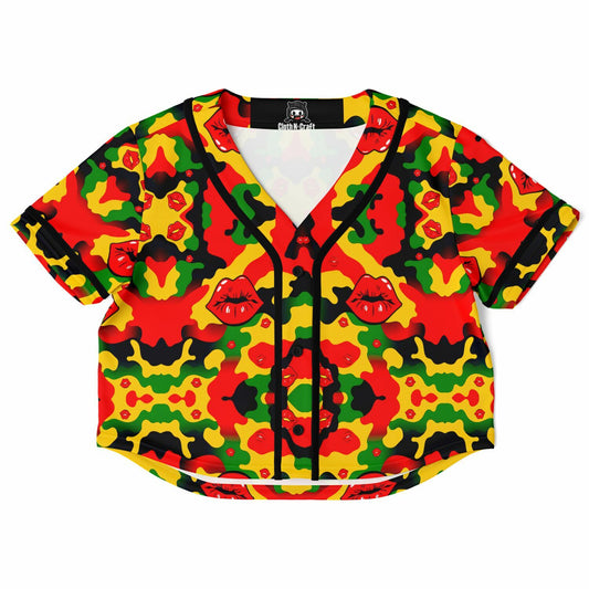 Kiss Me All-Over Cropped Baseball Jersey