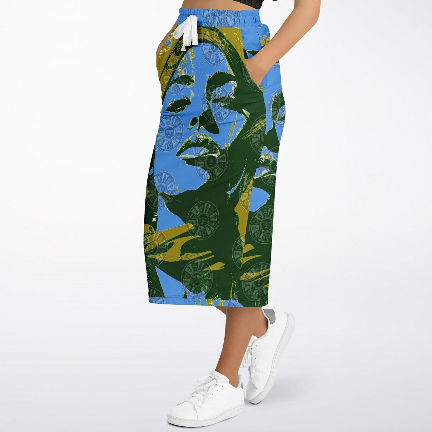We Are Israel Green Lantern Fashion Long Pocket Skirt Sky Blue