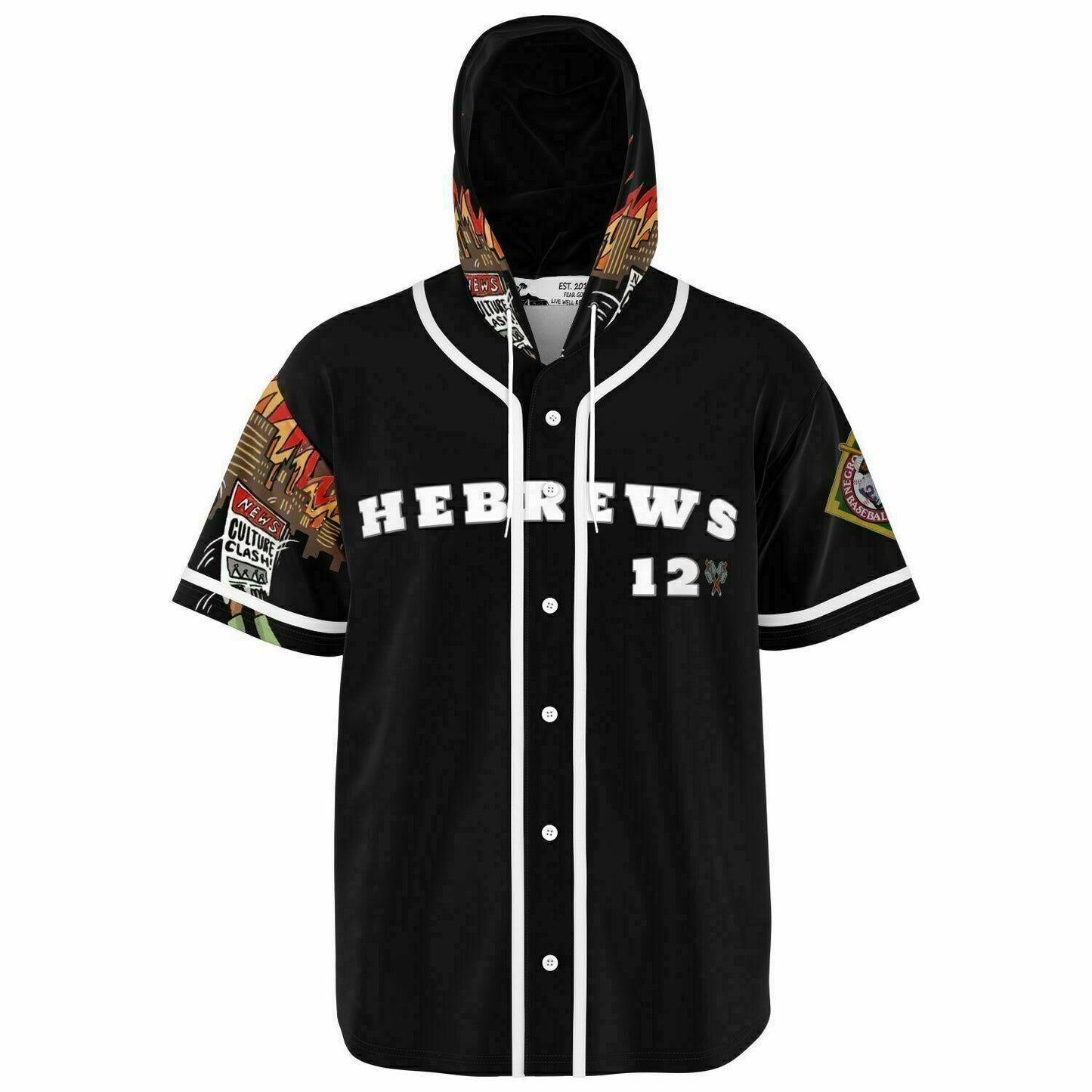House Of Joseph Co News Flash Hooded Baseball Jersey Black