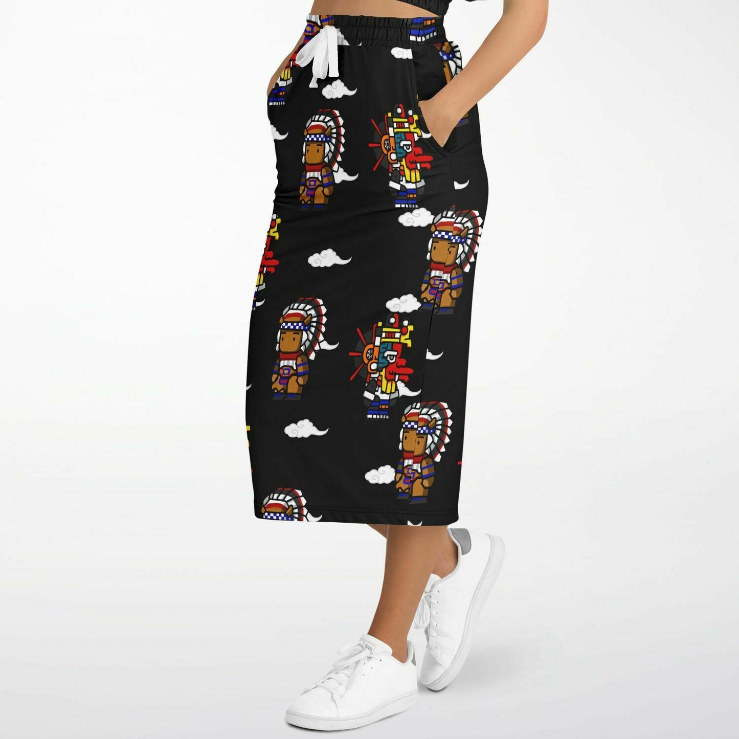 Northern Kingdom 10 Tribesmen Fashion Long Pocket Skirt Black