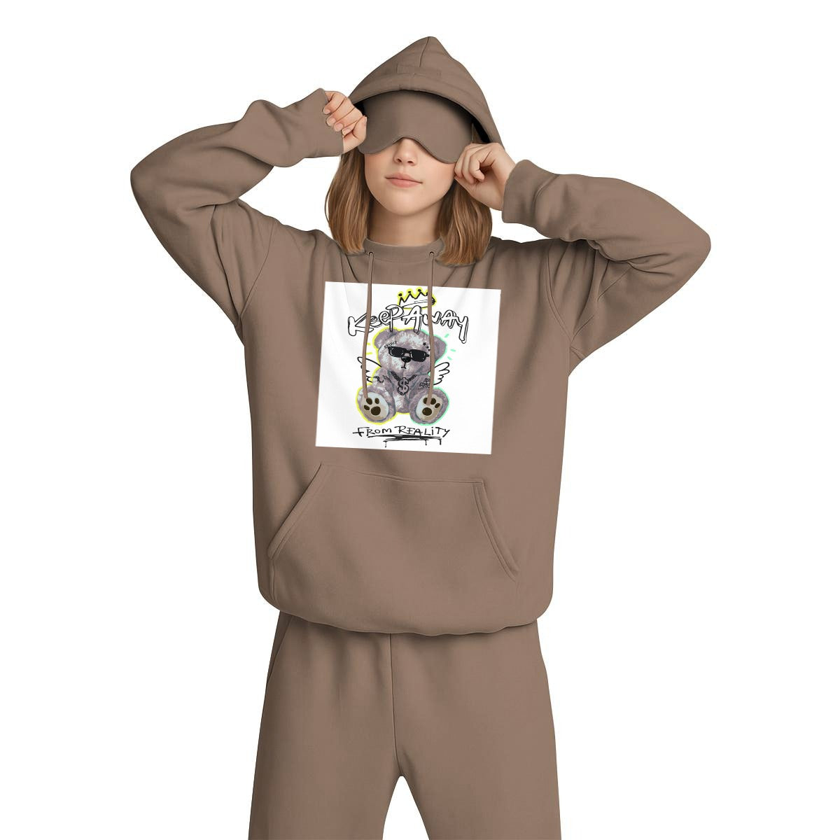 Women's Travel Nap Hoodie with Built-in Eye Mask|DTF