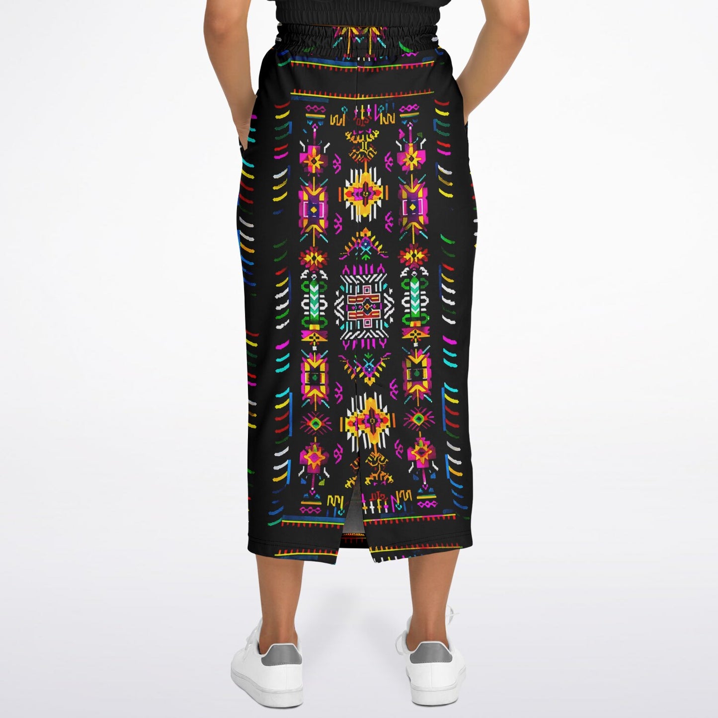 We Are Israel Tribal Fusion Fashion Long Pocket Skirt Black