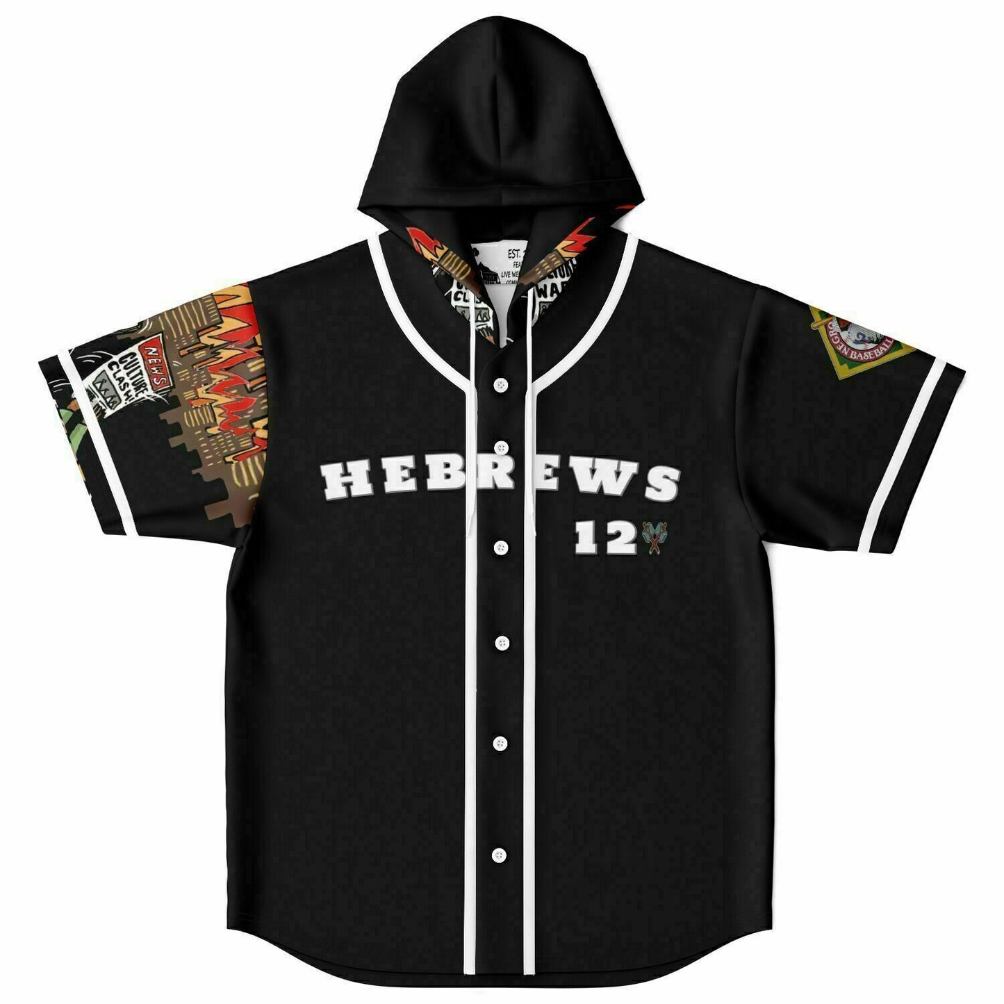 House Of Joseph Co News Flash Hooded Baseball Jersey Black