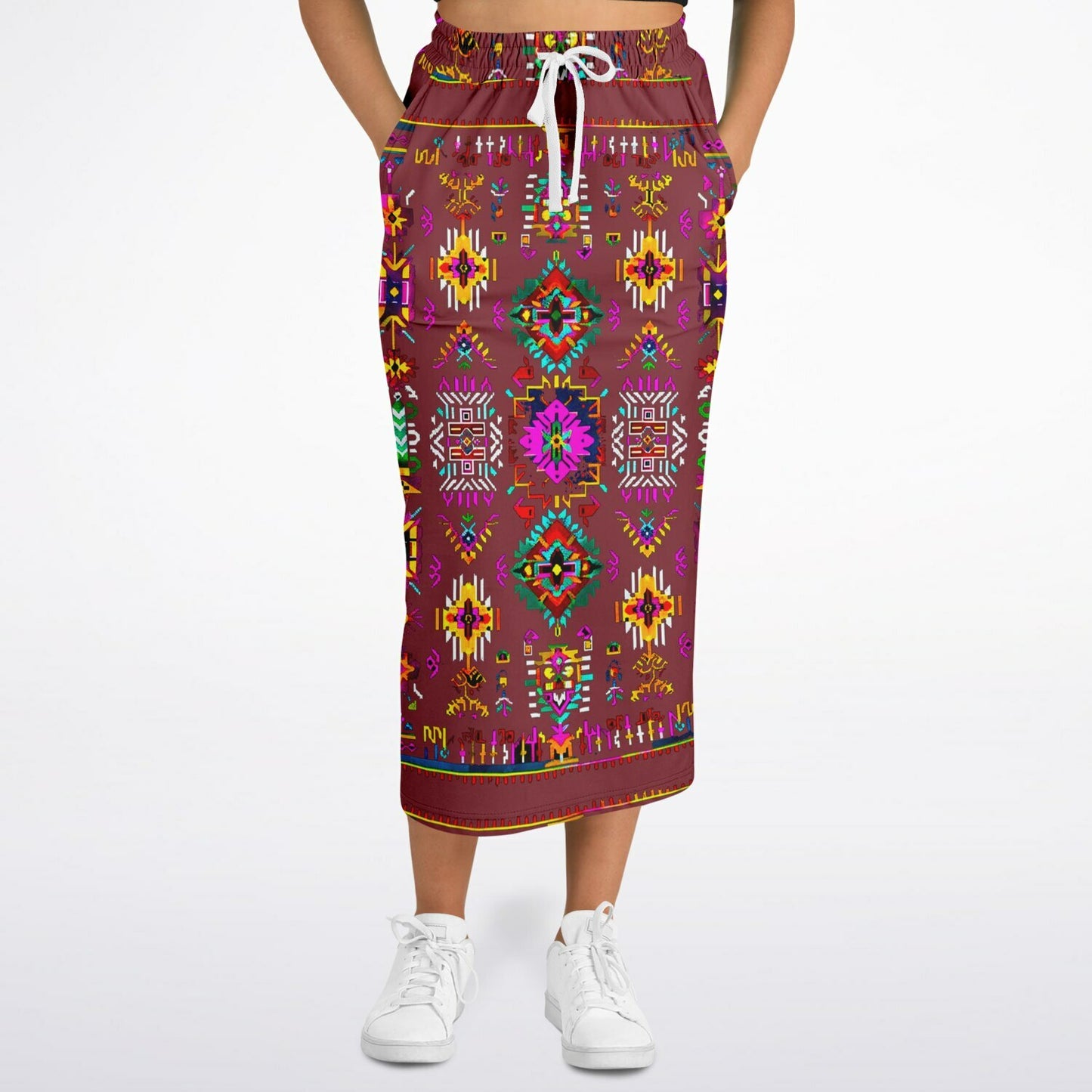 We Are Israel Tribal Fusion Fashion Long Pocket Skirt Earthy