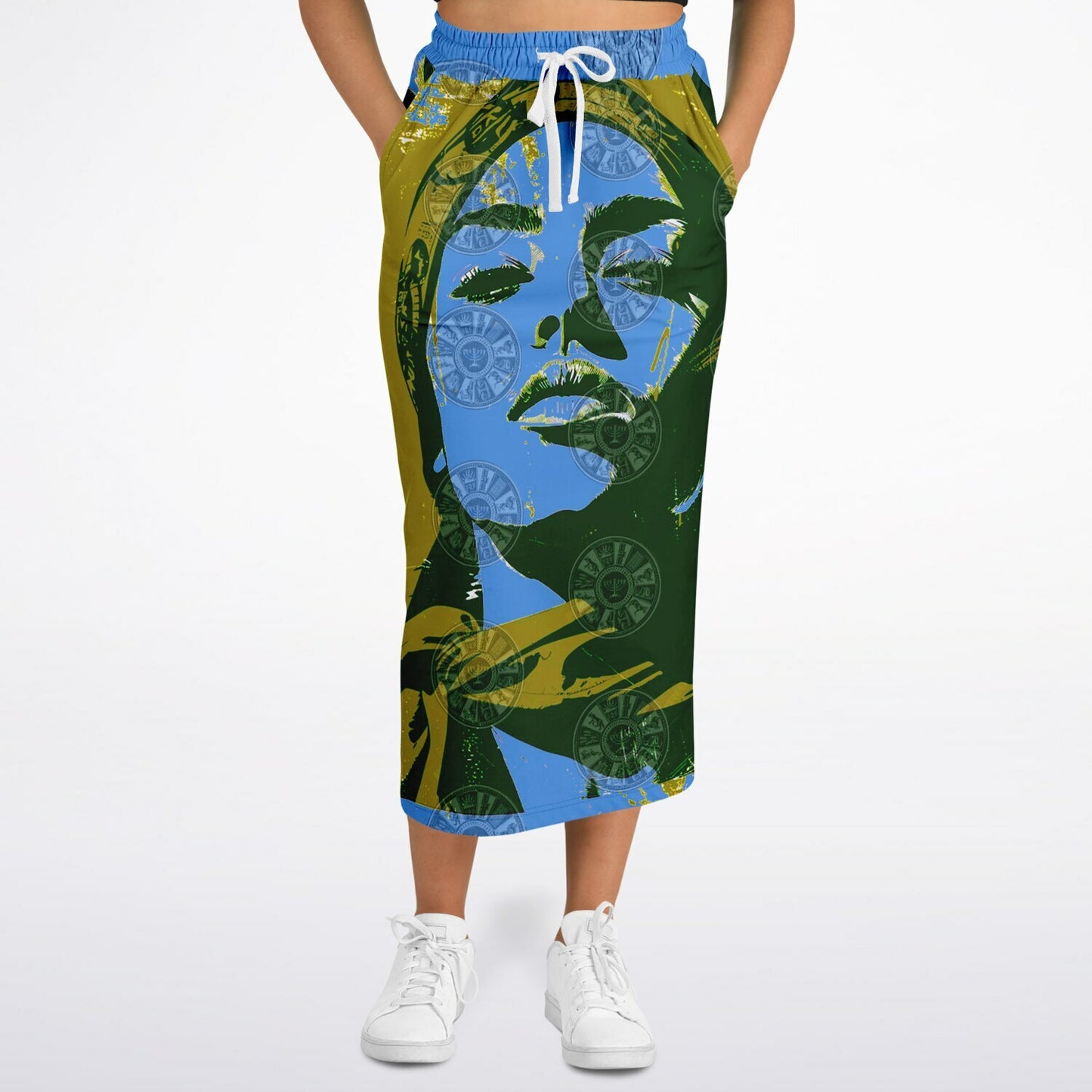 We Are Israel Green Lantern Fashion Long Pocket Skirt Sky Blue