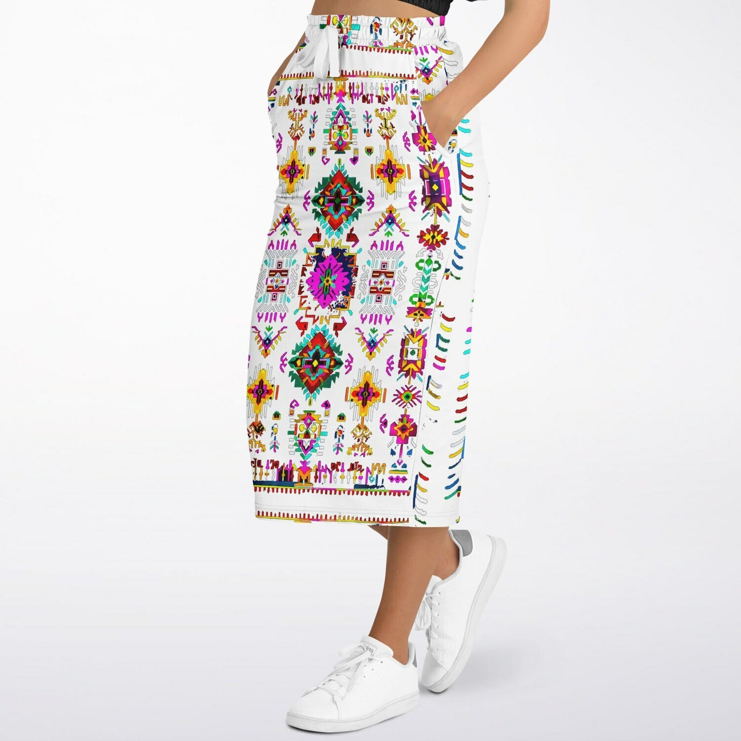 We Are Israel Tribal Fusion Fashion Long Pocket Skirt White