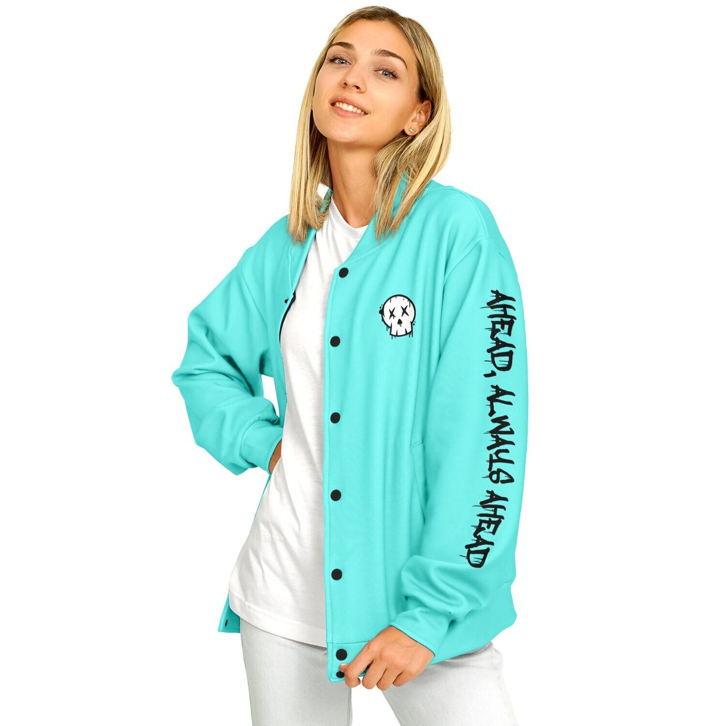 Catch The Leader Teal Baseball Jacket
