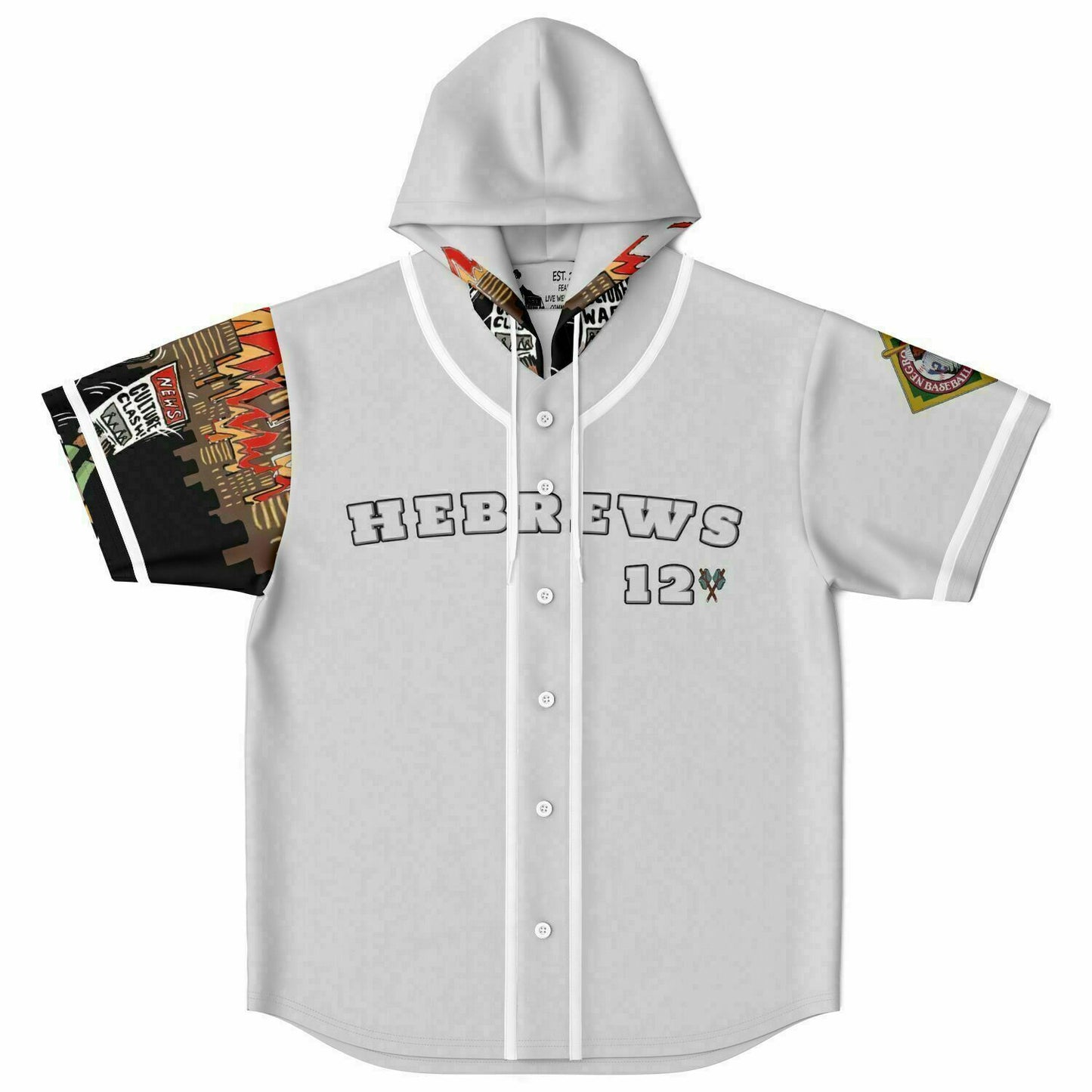 House Of Joseph Co News Flash Hooded Baseball Jersey Grey