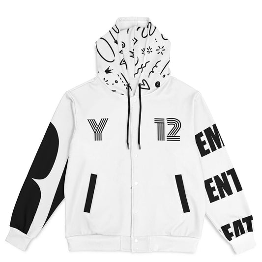 The Word Heavyweight White Hooded Baseball Jacket