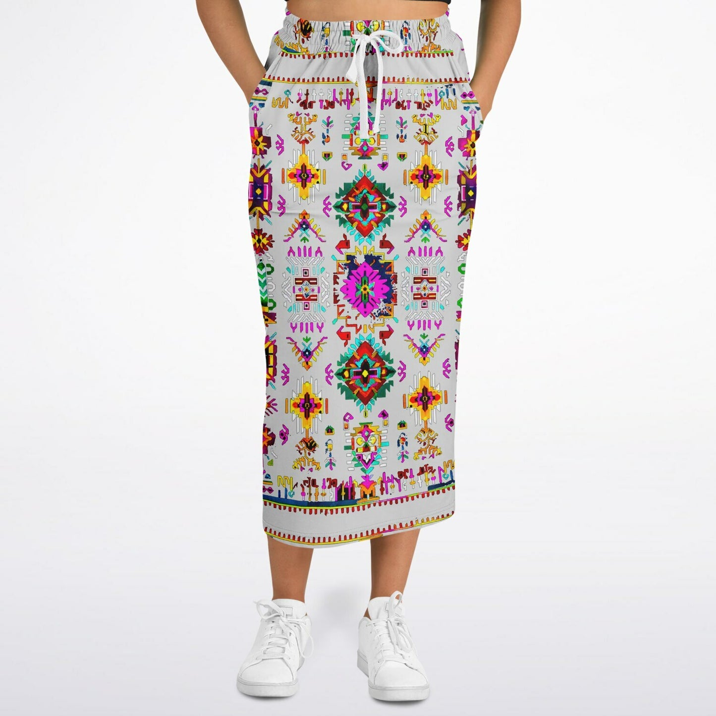We Are Israel Tribal Fusion Fashion Long Pocket Skirt Grey