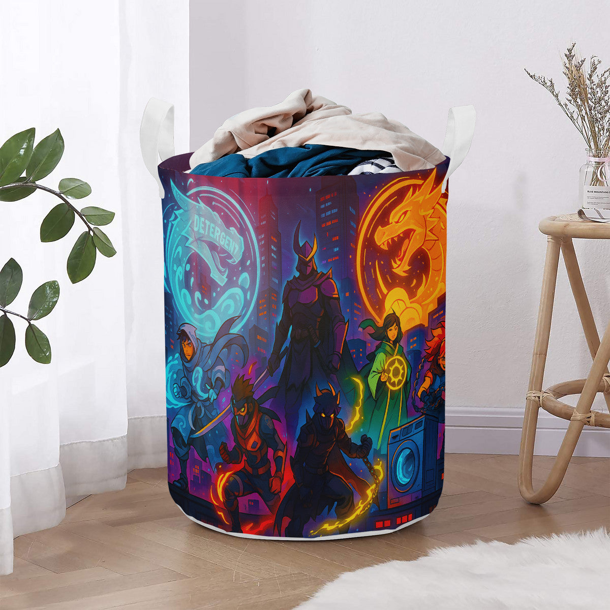 Detergent Heroes Vintage Comics Round Laundry Basket