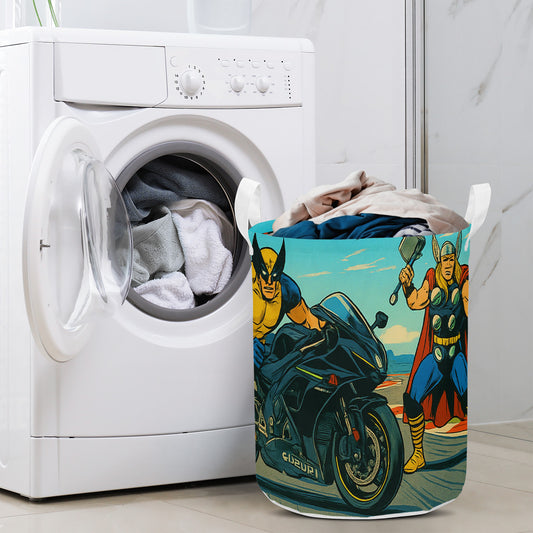 Vintage Badger Thunder Clap Comics Round Laundry Basket