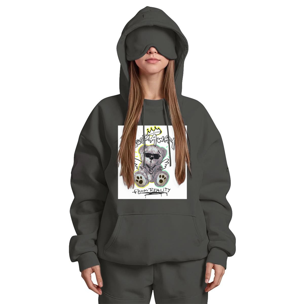 Women's Travel Nap Hoodie with Built-in Eye Mask|DTF