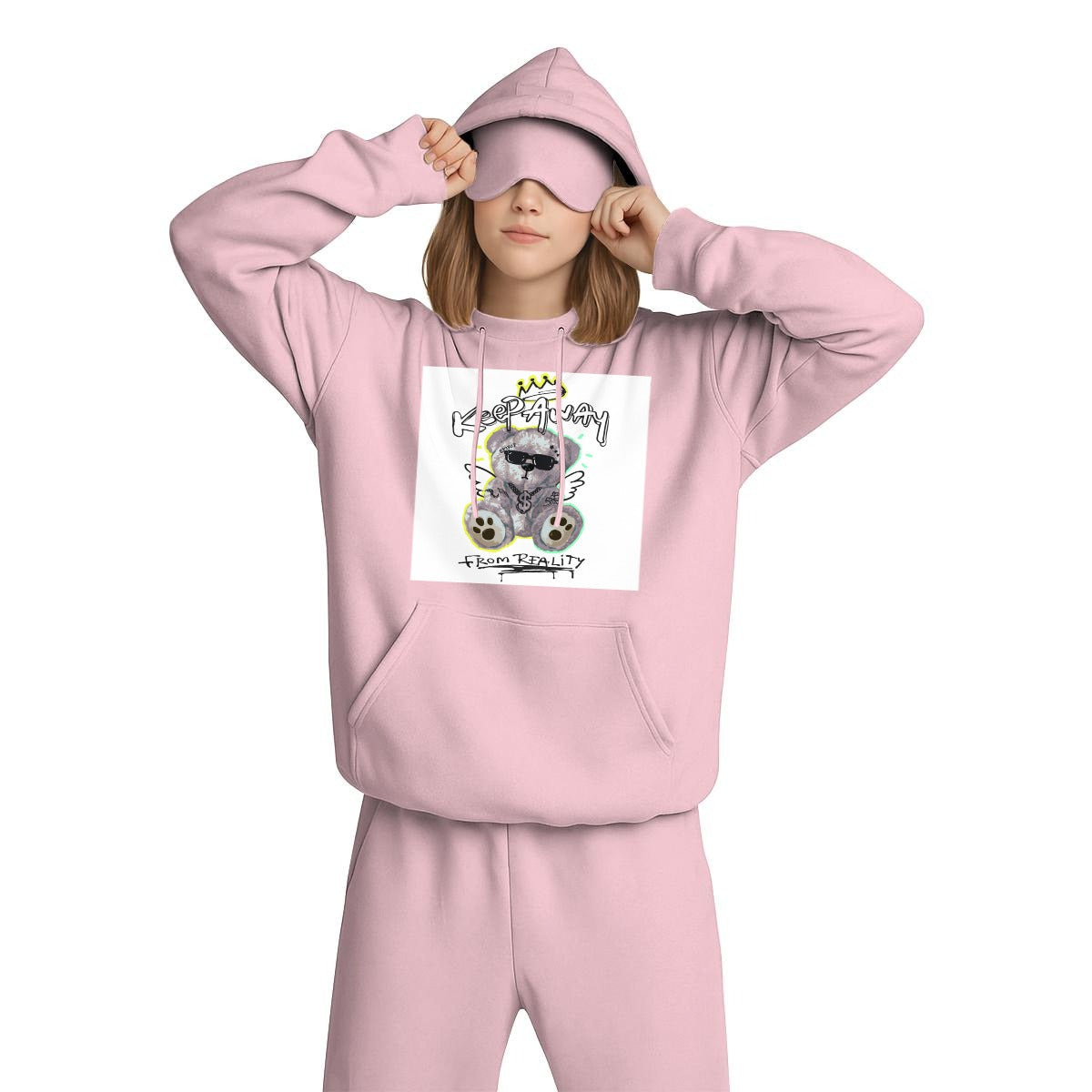 Women's Travel Nap Hoodie with Built-in Eye Mask|DTF