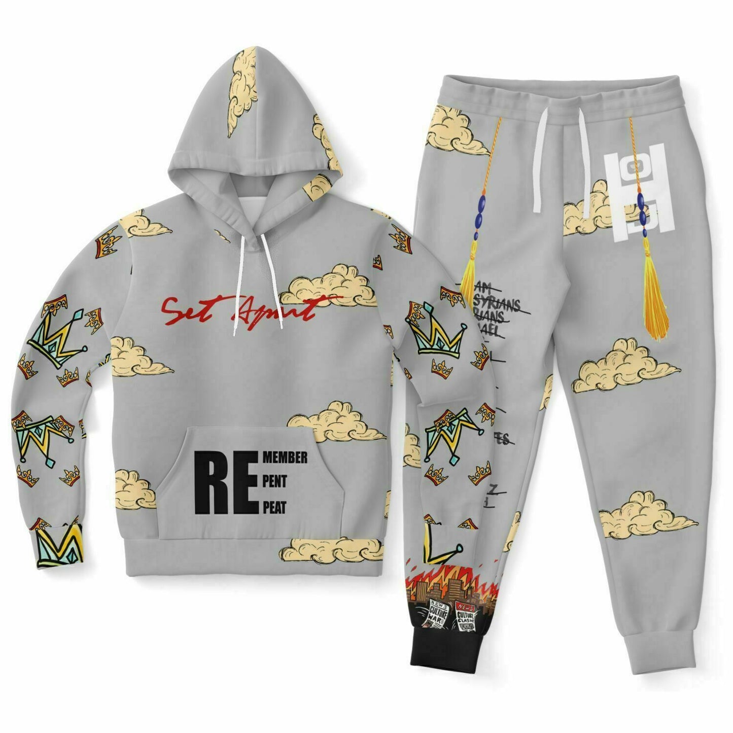 Set Apart Doodle Fashion Hoodie & Jogger Set Grey