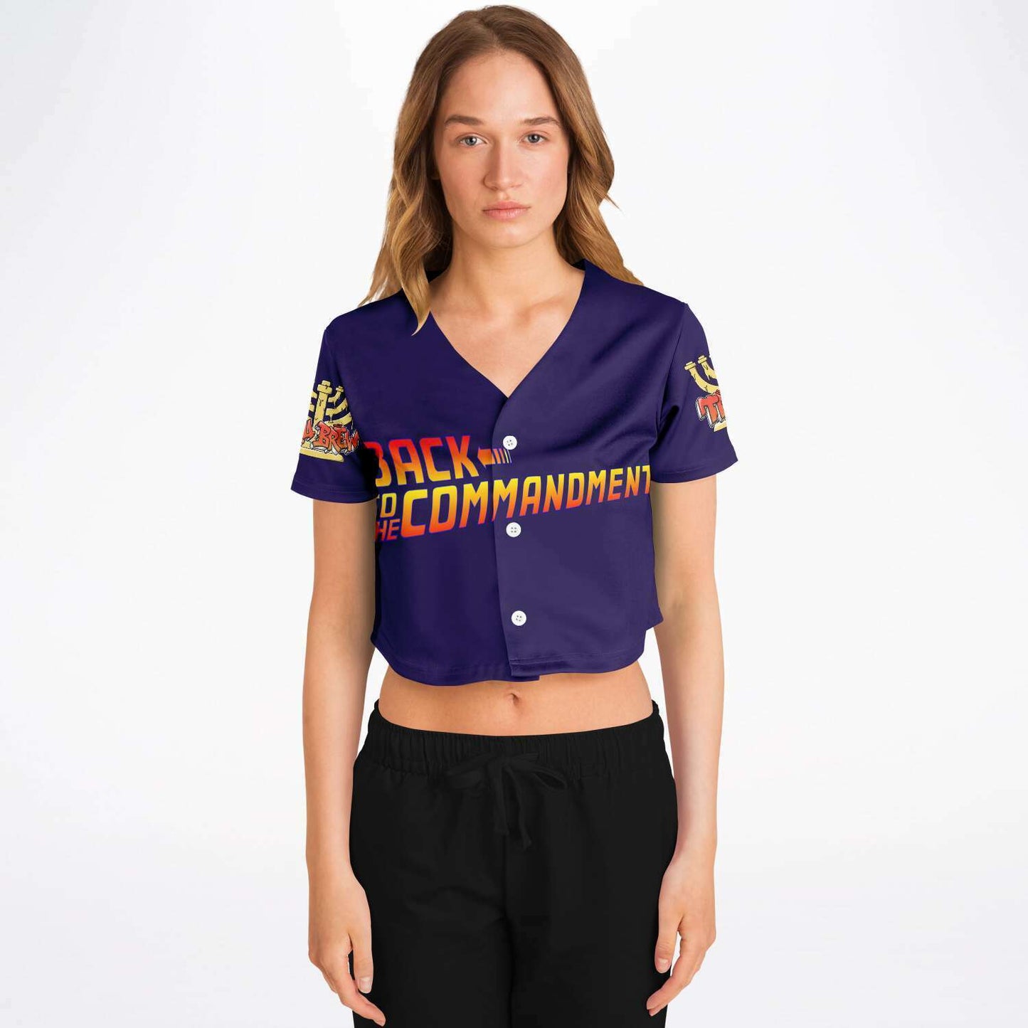 Hebrew Israelite Women's Back To The Commandments Royal Purple Baseball Jersey