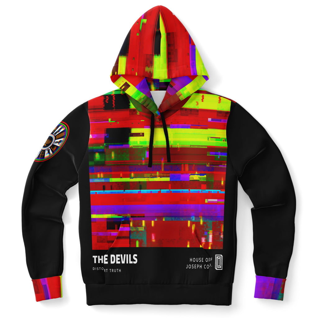 The Devils Distort All Over Black Hoodie With Graphic Art