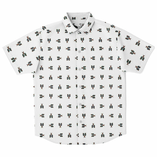 Hebrew Israelite Maccabees Pattern Short Sleeve Poplin Polo White