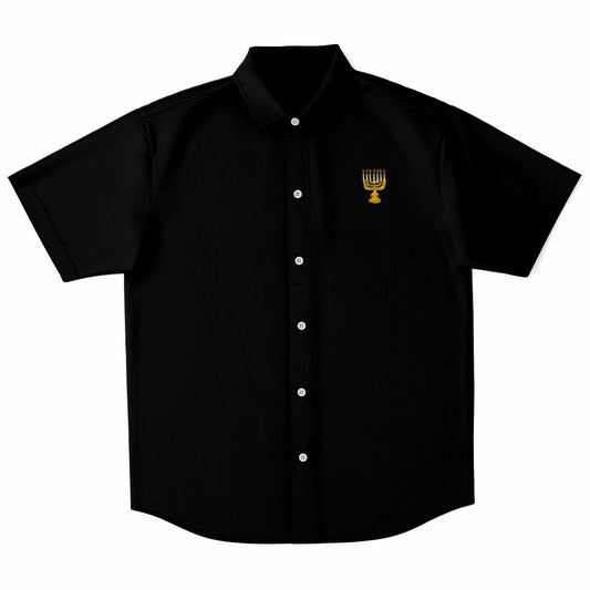 Hebrew Israelite Menorah Short Sleeve Poplin Polo Black