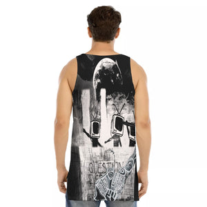 All-Over Print Men's Curved Hem Long Tank Top