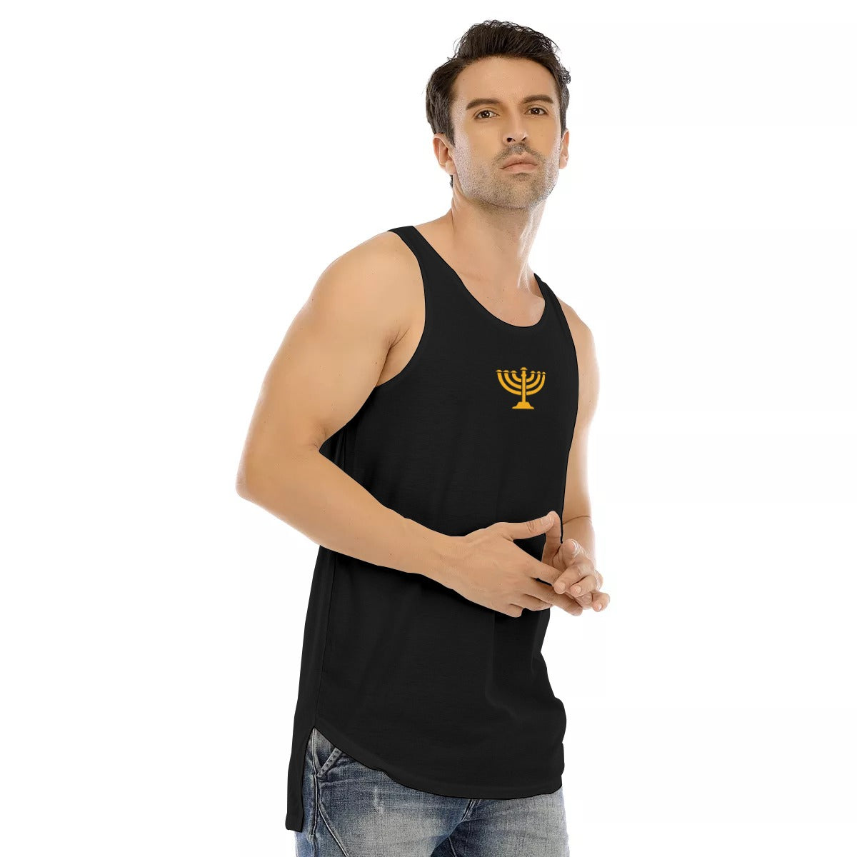 All-Over Print Men's Curved Hem Long Tank Top