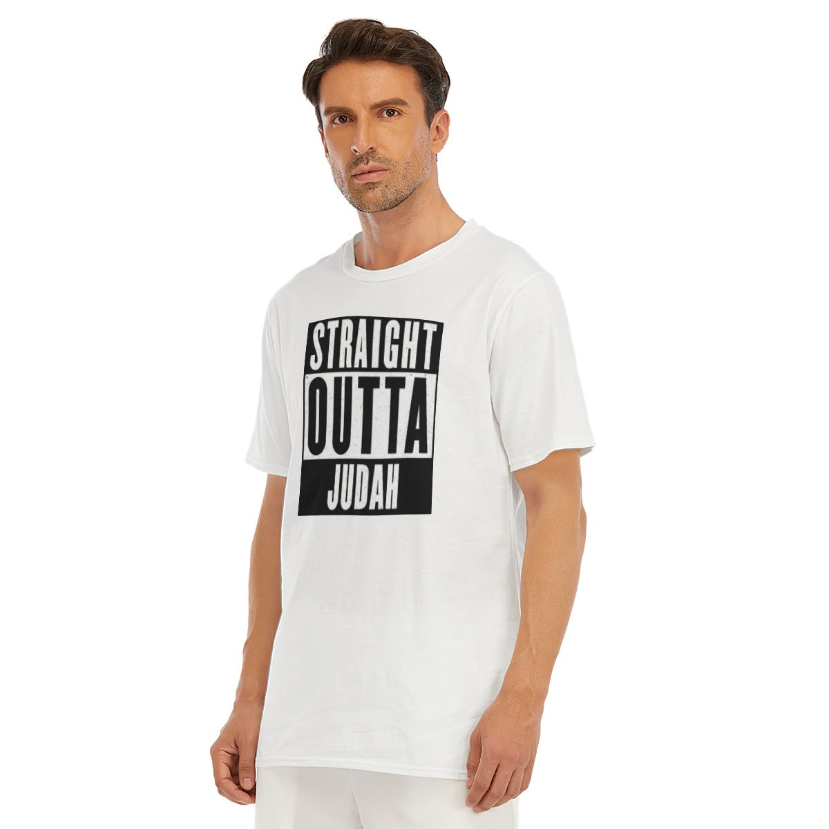Straight Outta Judah Black Border All-Over Print Men's O-Neck T-Shirt | 190GSM Cotton