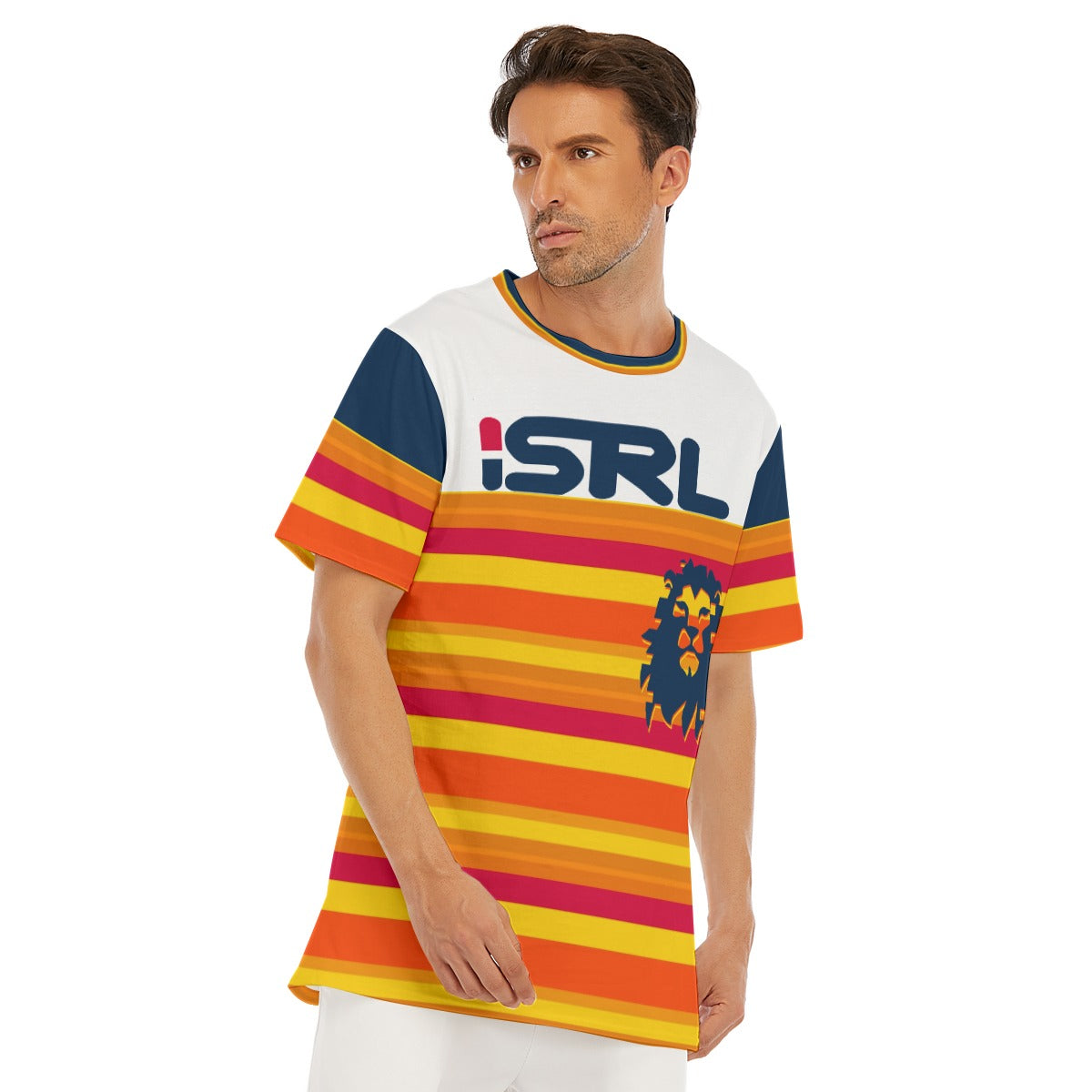 H-Town ISRL Navy Blue All-Over Print Men's O-Neck T-Shirt | 190GSM Cotton