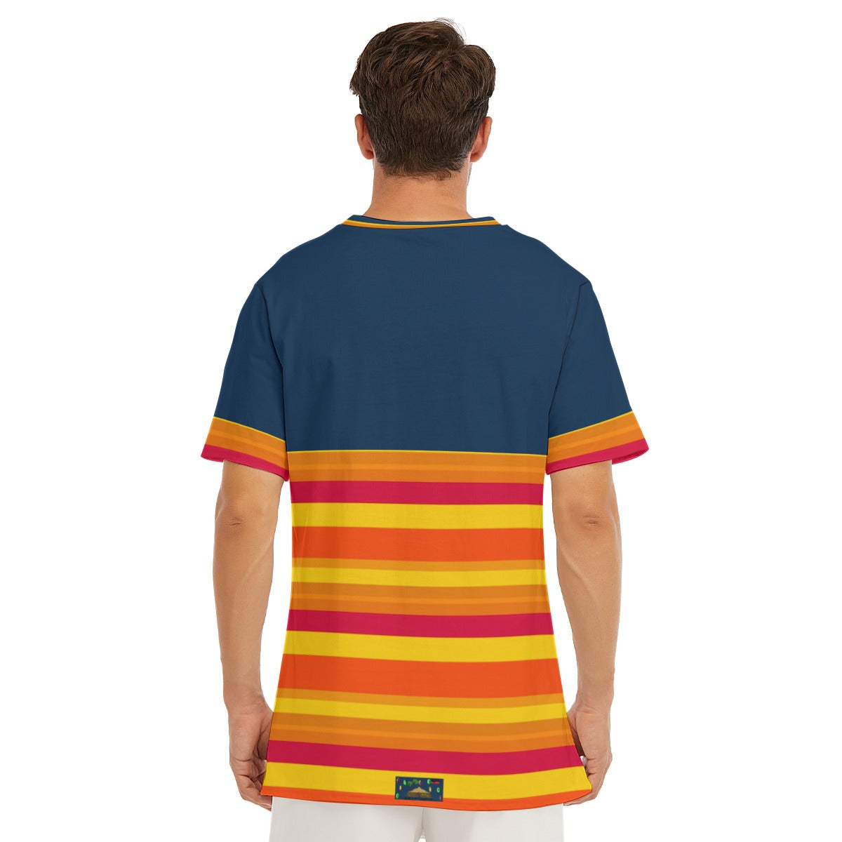 H-Town Official Brand Large Logo Navy Deep All-Over Print Men's O-Neck T-Shirt | 190GSM Cotton