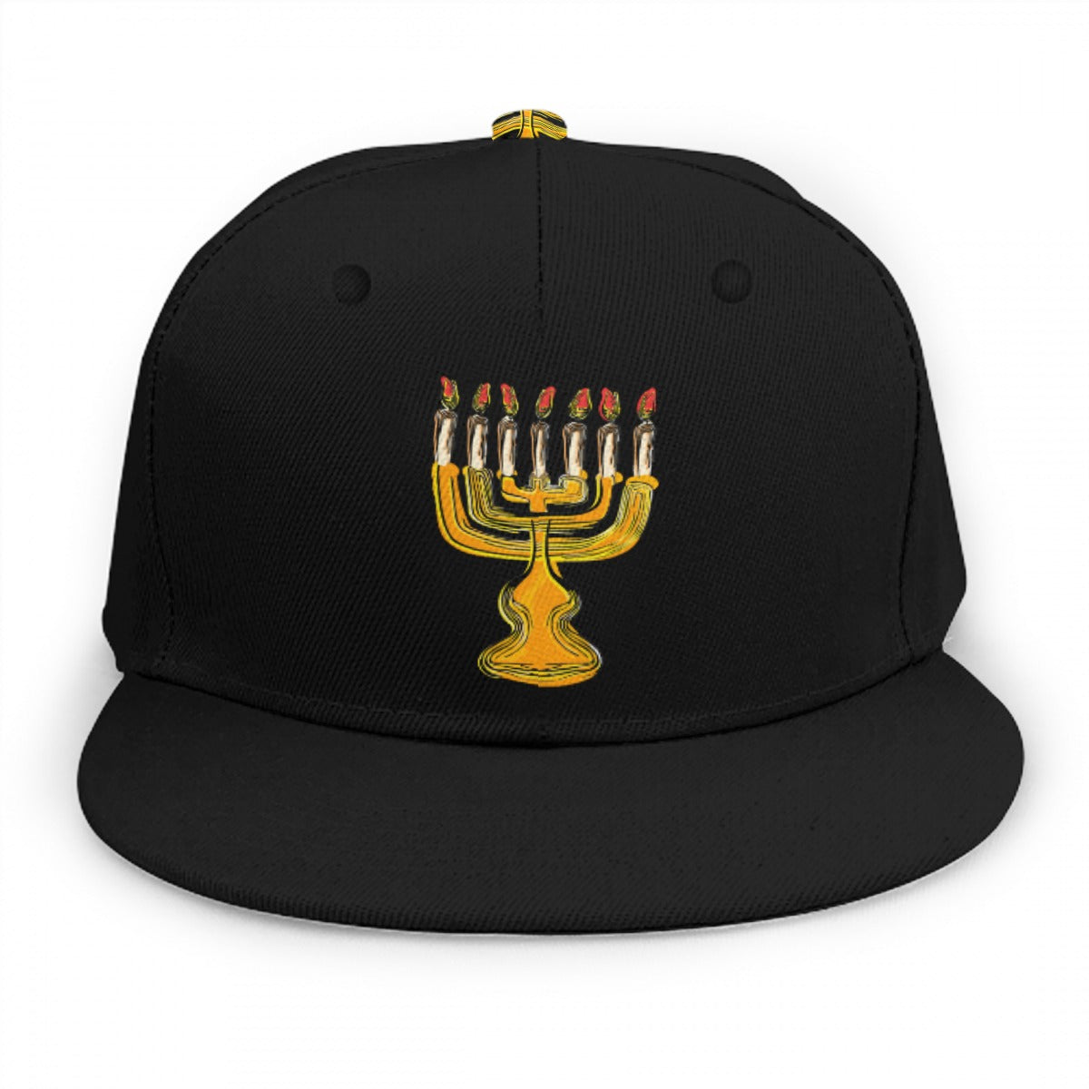 Menorah Centered Baseball Cap With Flat Brim