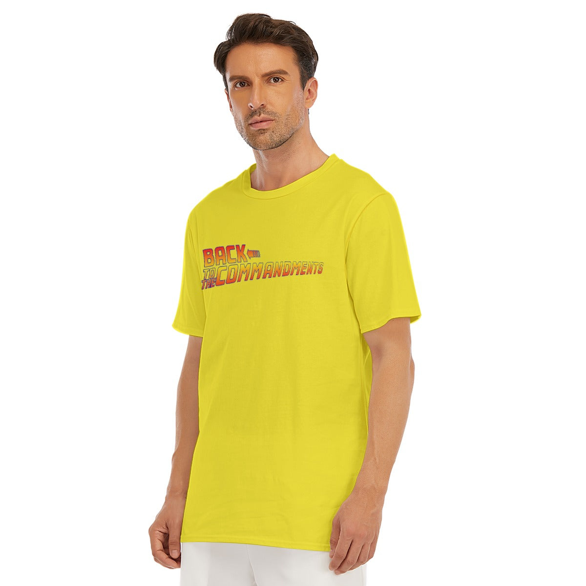 Back To The Commandments Yellow All-Over Print Men's O-Neck T-Shirt | 190GSM Cotton