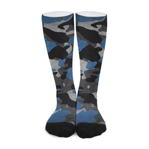 Blue Camo All-Over Print Unisex Long Socks