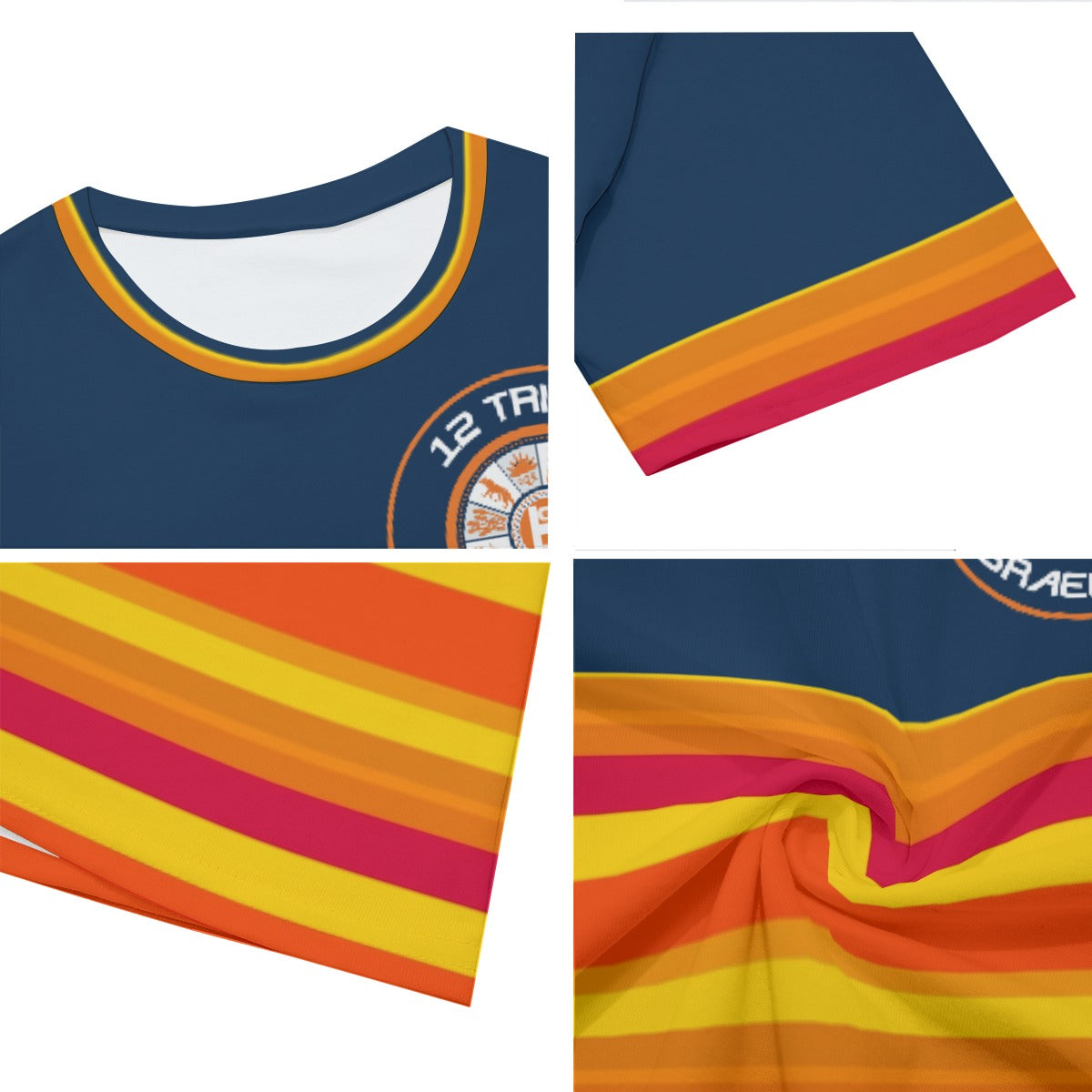 H-Town Official Brand Large Logo Navy Deep All-Over Print Men's O-Neck T-Shirt | 190GSM Cotton