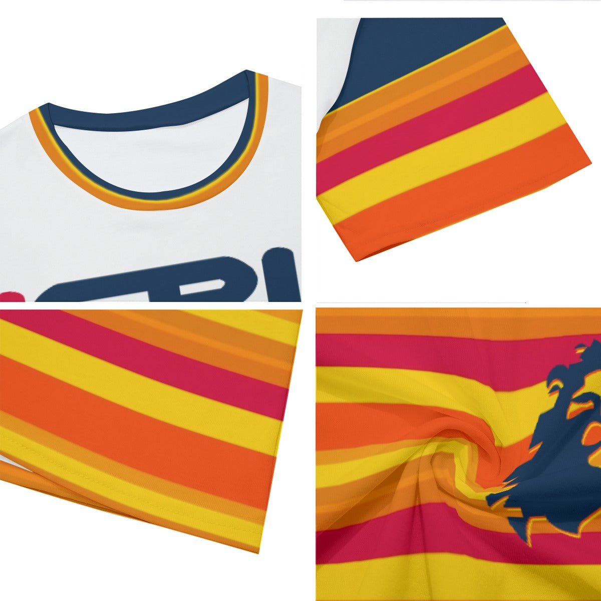 H-Town ISRL Navy Blue All-Over Print Men's O-Neck T-Shirt | 190GSM Cotton