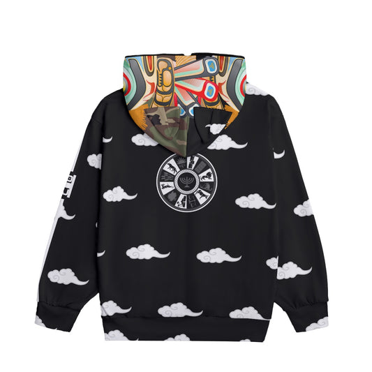 Warrior Mask All-Over Print Unisex Pullover Hoodie With Zipper Closure