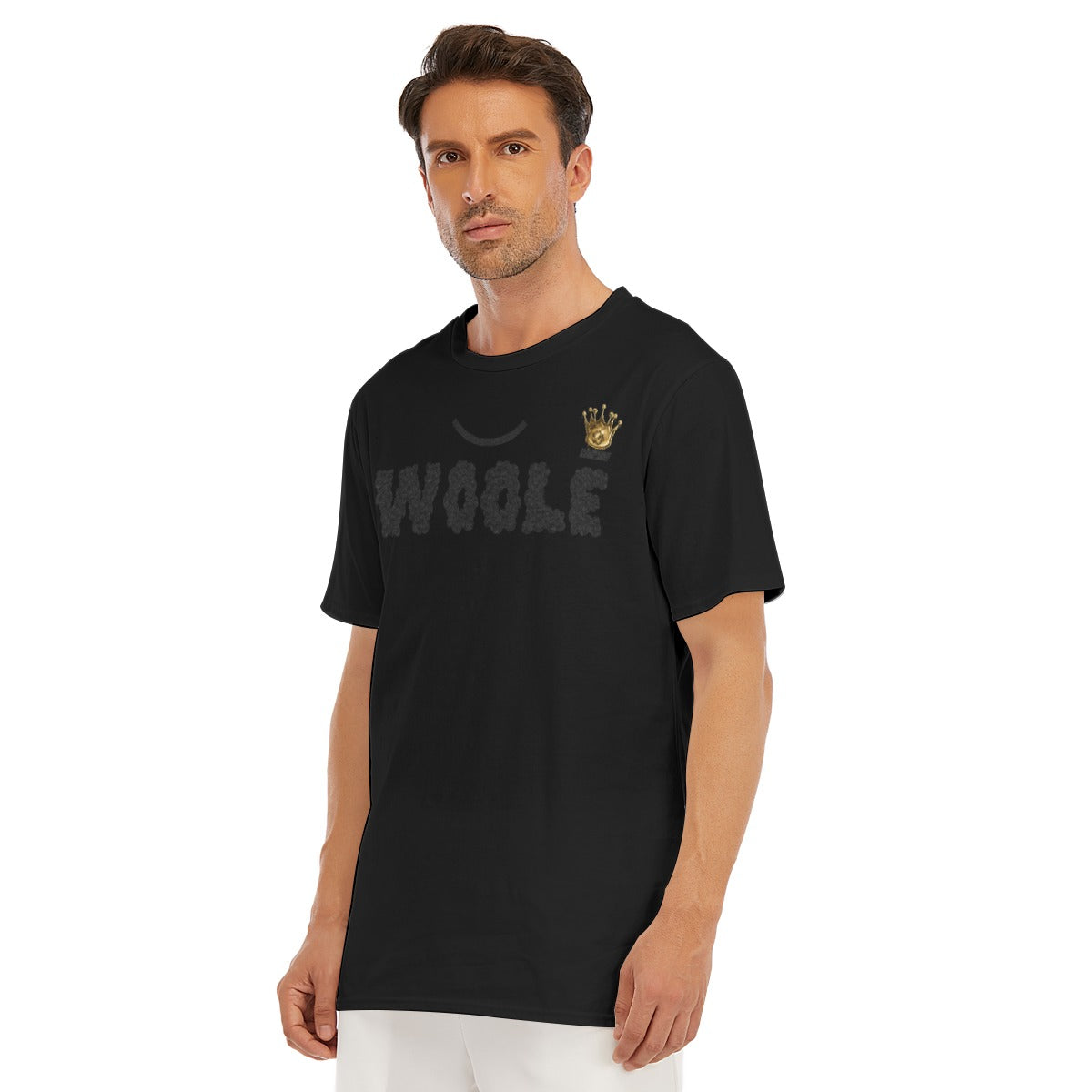 Woole Black All-Over Print Men's O-Neck T-Shirt | 190GSM Cotton