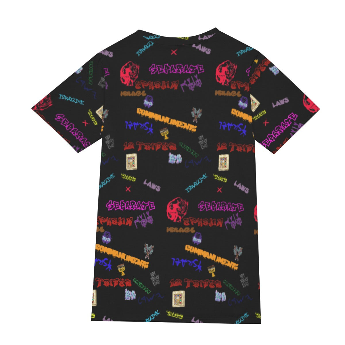 Hebrew Scribbles Black All-Over Print Men's O-Neck T-Shirt | 190GSM Cotton