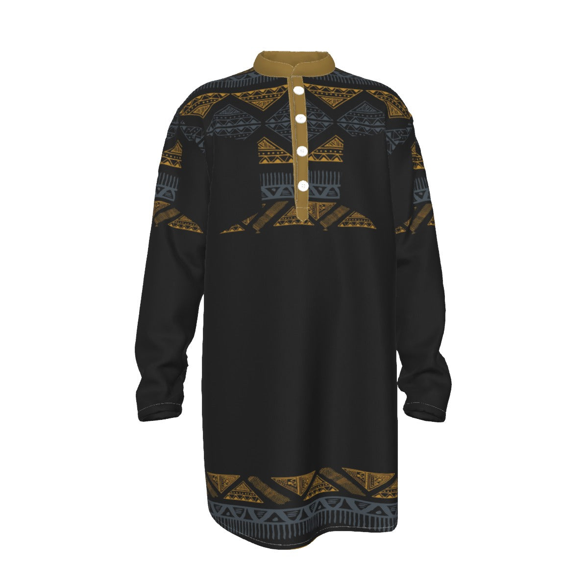 Hebrew Israelite Men's Tribal T-top All-Over Print Men's Stand-up Collar Long Shirt