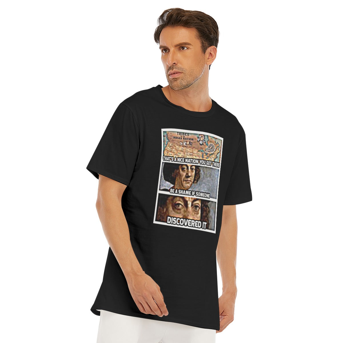 Kristopher Killing Columbus Heavyweight All-Over Print Men's O-Neck T-Shirt | 190GSM Cotton