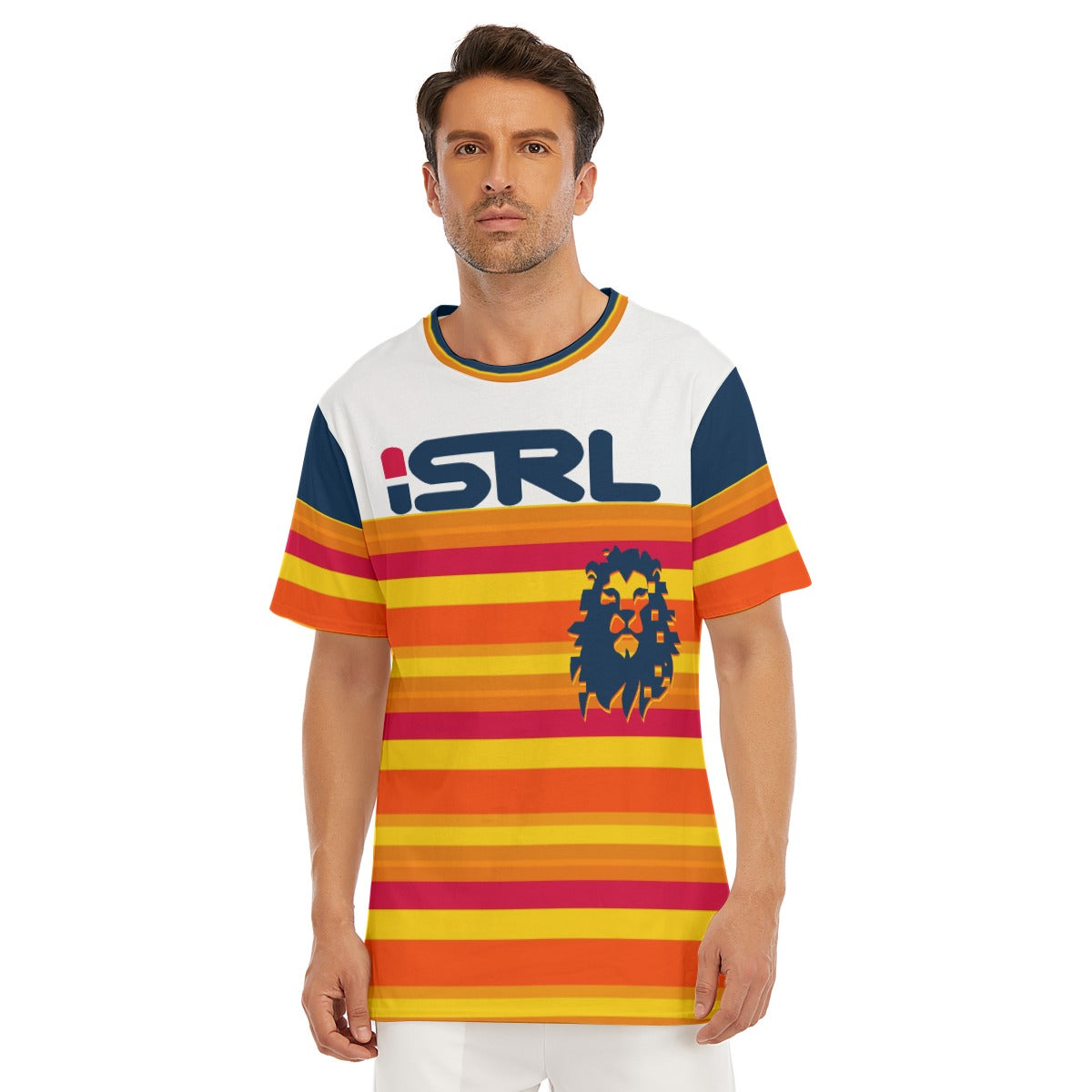 H-Town ISRL Navy Blue All-Over Print Men's O-Neck T-Shirt | 190GSM Cotton