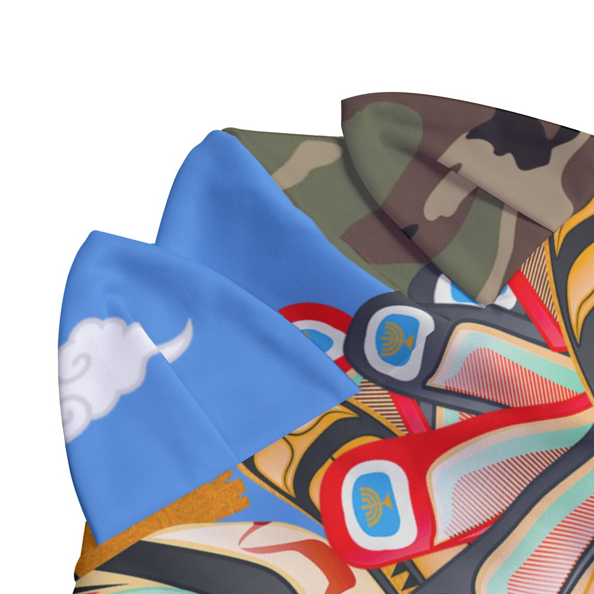 Warrior Mask All-Over Print Unisex Pullover Hoodie With Zipper Closure