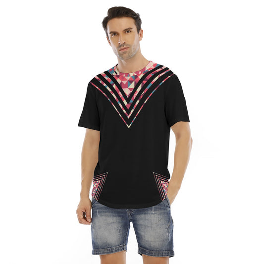 Triangle Fusia Ethnic Pattern All-Over Print Men's Short Sleeve Rounded Hem T-shirt