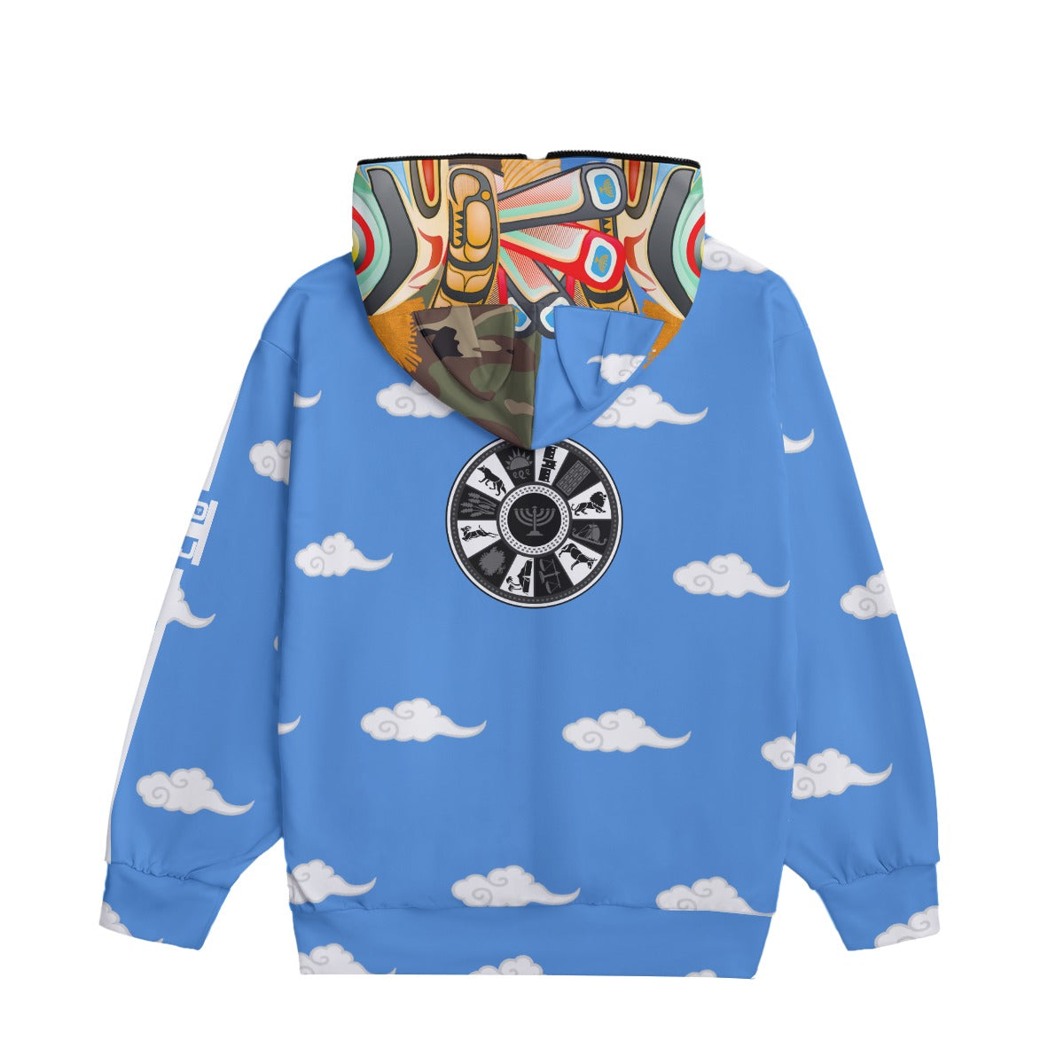 Warrior Mask All-Over Print Unisex Pullover Hoodie With Zipper Closure