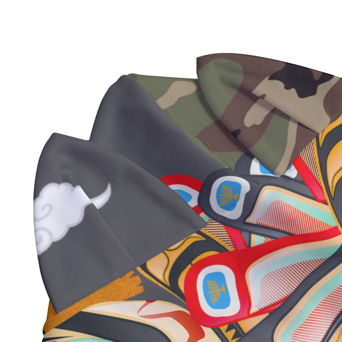 Warrior Mask All-Over Print Unisex Pullover Hoodie With Zipper Closure