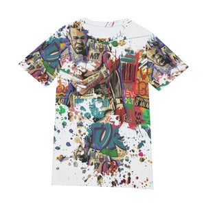 Ali Boxing  White All-Over Print Men's O-Neck T-Shirt | 190GSM Cotton