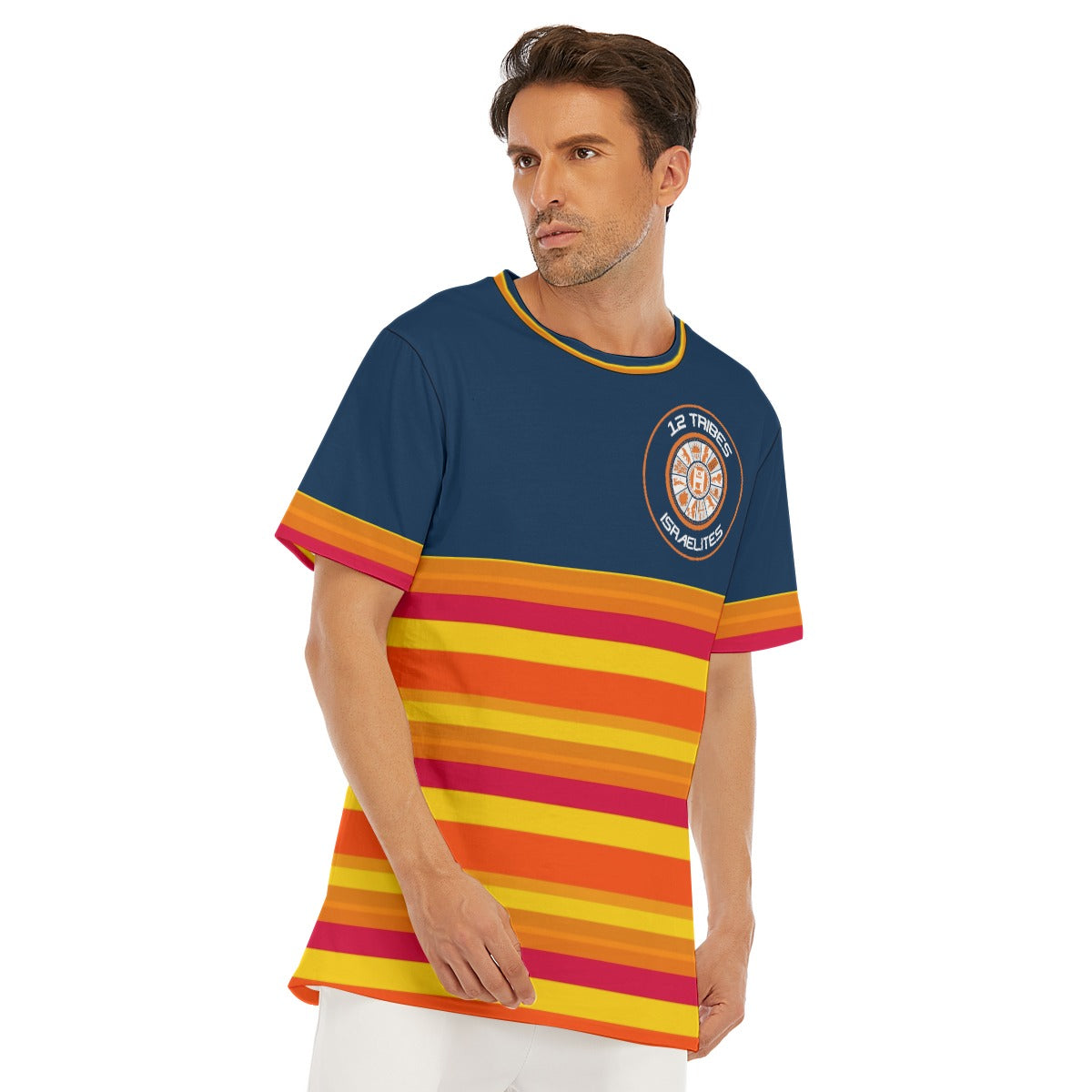 H-Town Official Brand Large Logo Navy Deep All-Over Print Men's O-Neck T-Shirt | 190GSM Cotton