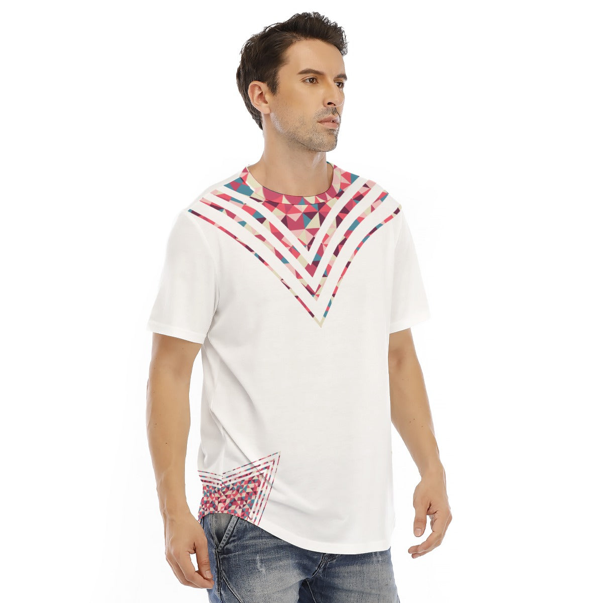 Geometric Passion Fruit All-Over Print Men's Short Sleeve Rounded Hem T-shirt