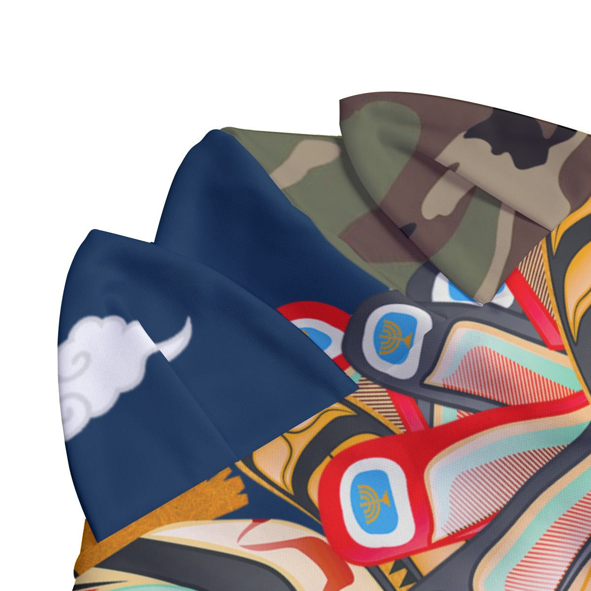 Warrior Mask All-Over Print Unisex Pullover Hoodie With Zipper Closure