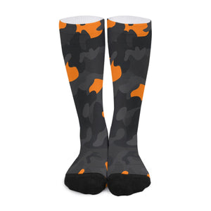 Orange Camo All-Over Print Unisex Long Socks