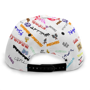 Hebrew Scribbles White Baseball Cap With Flat Brim